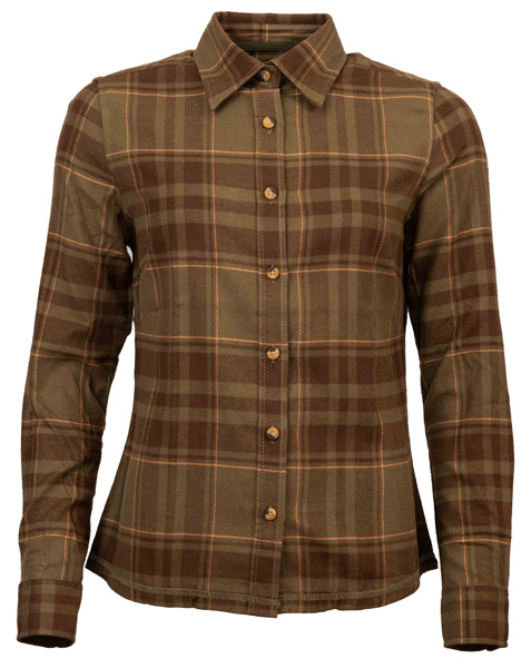 Böcker Bluse Flanell Carla in Olivbraun mit Caromuster, Ansicht von Vorne