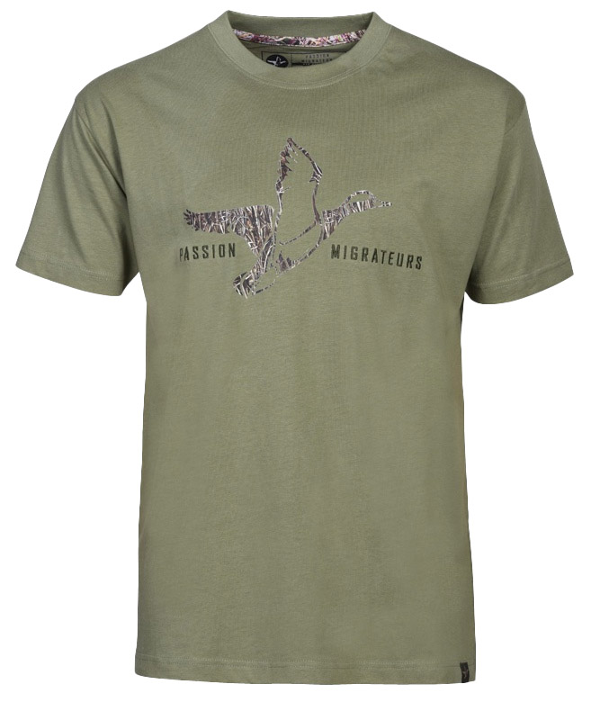 percussion t-shirt passion migrateurs – jagdshirt mit aufdruck und rundhalsausschnitt