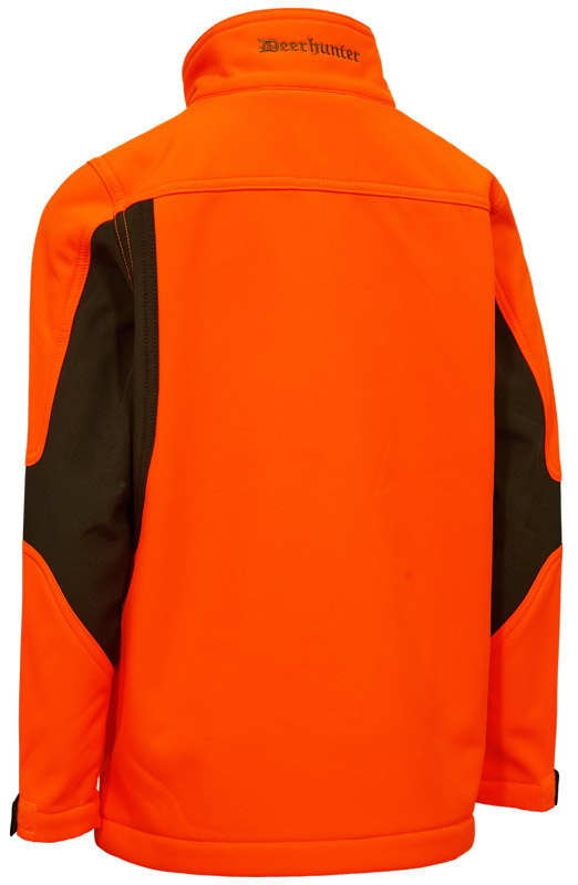 Rückseite der Softshelljacke Rogaland Youth von Deerhunter, Jacke in Farbe Safety Orange