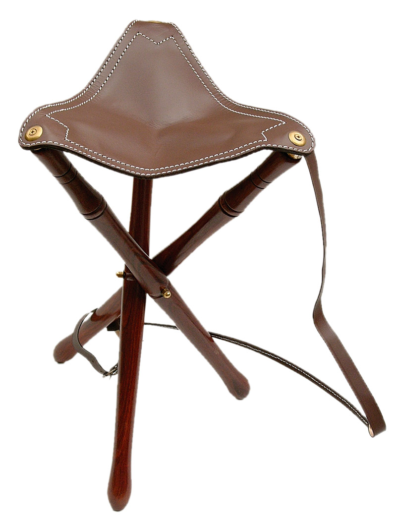 AKAH Dreibein-Ansitzstuhl Luxus mit 75 cm Sitzhöhe und Ledersitz, Vorderseite
