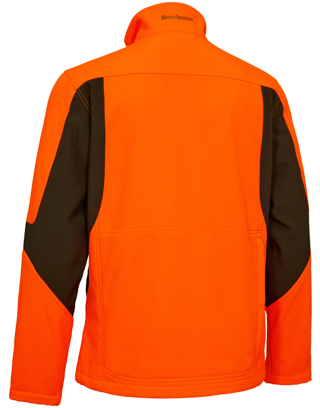 Rückseite der Deerhunter Signaljacke Rogaland Softshell in leuchtender Farbe Safety Orange