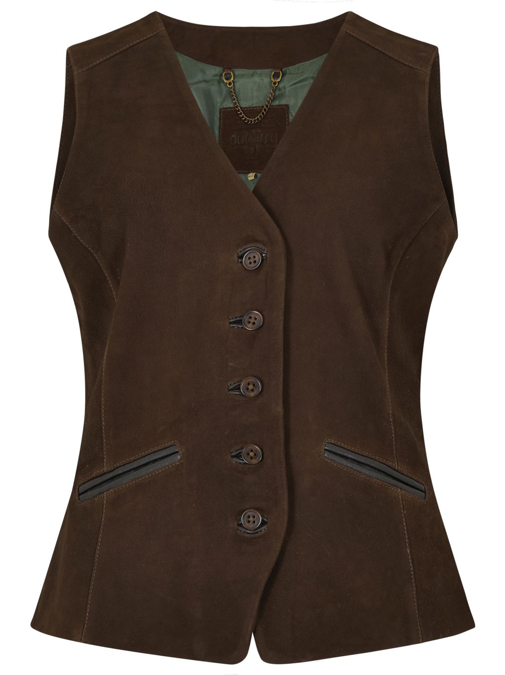 Die braune Lederweste Greville Walnut von Dubarry, Frontansicht