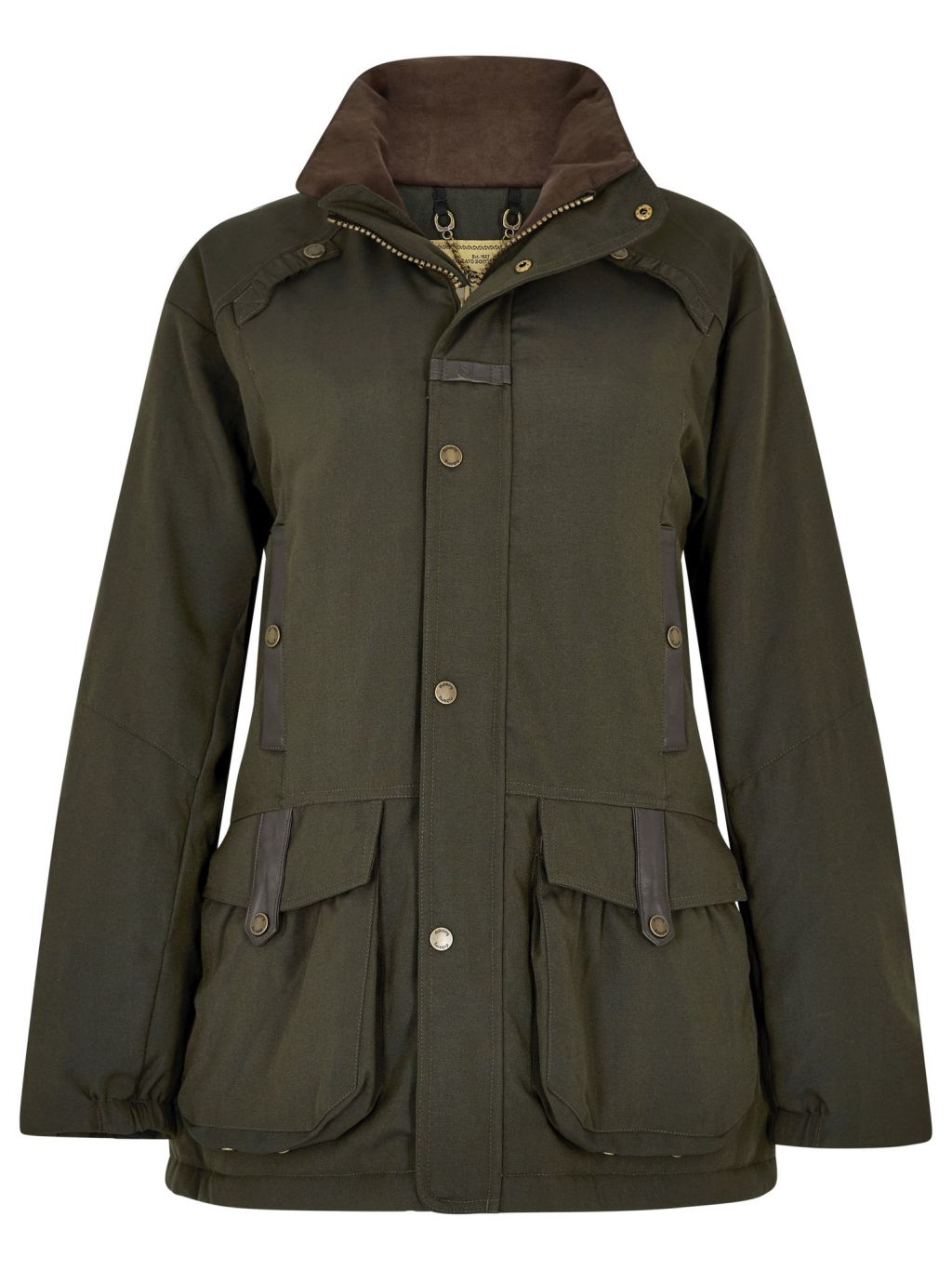 Die Jacke Sherwood GoreTex in Olivegrün von Dubarry, offener Kragen