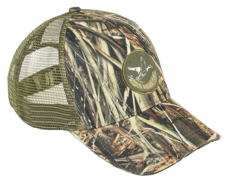 percussion cap passion migrateurs – jagdcap mit sticklogo und camouflage-design