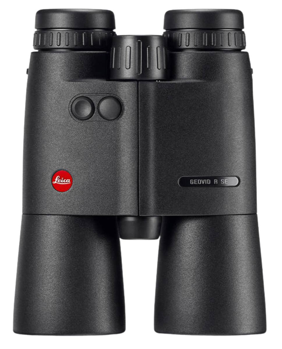 leica geovid r se stehend vorderansicht leistungsstarkes laser-entfernungsmesser-fernglas fuer jaeger und naturbeobachter