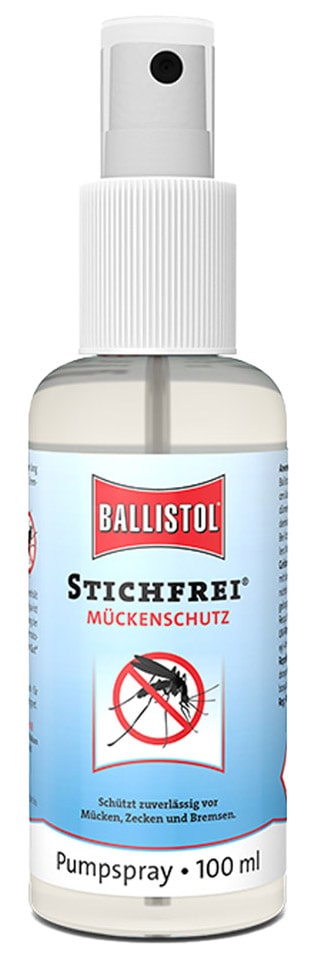 Ballistol Mückenschutz Stichfrei in einer 100 ml Pumpspray-Flasche, Vorderseite