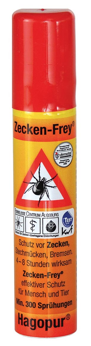 Hagopur Zeckenschutz Zecken-Frey in einer 25 ml Pumpsprayflasche, Vorderseite