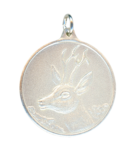 Jagdmedaille Bock 40 mm Versilbert