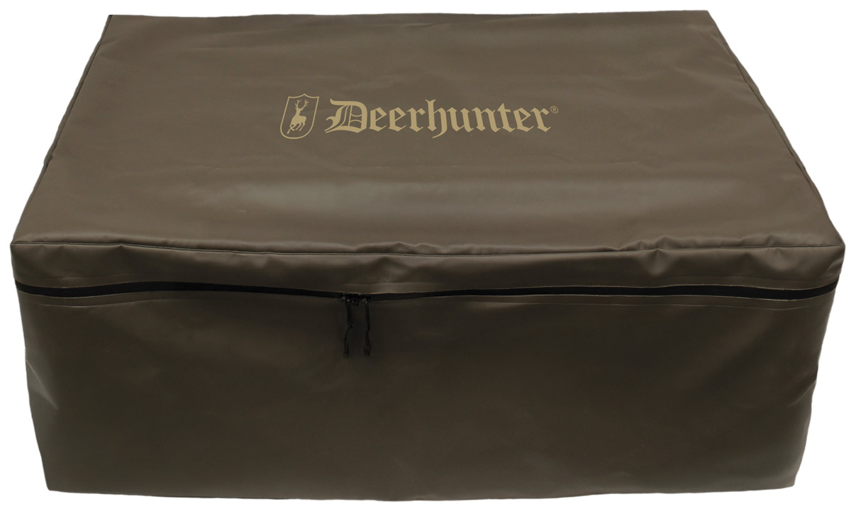 Deerhunter Wildwanne faltbar mit Zip-Top, Ansicht von oben, Wildtasche ist geschlossen und das Logo von Deehunter zu sehen