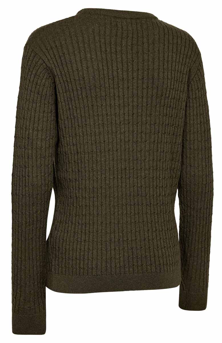 deerhunter pullover harrington zopfmuster forest ember melange rueckansicht hochwertiger strickpullover fuer jagd und freizeit
