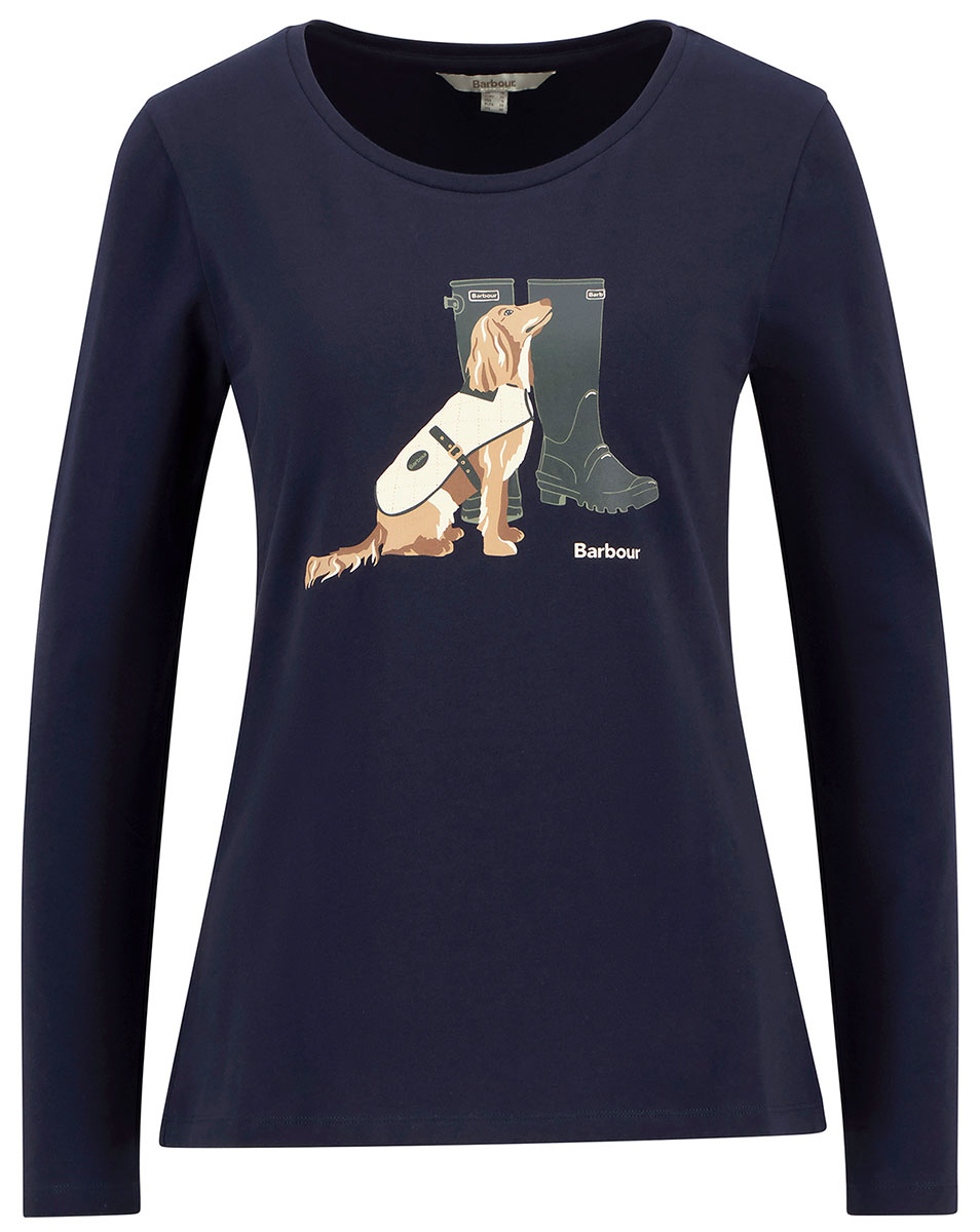 barbour langarmshirt hedley klassisches damenshirt mit rundhalsausschnitt