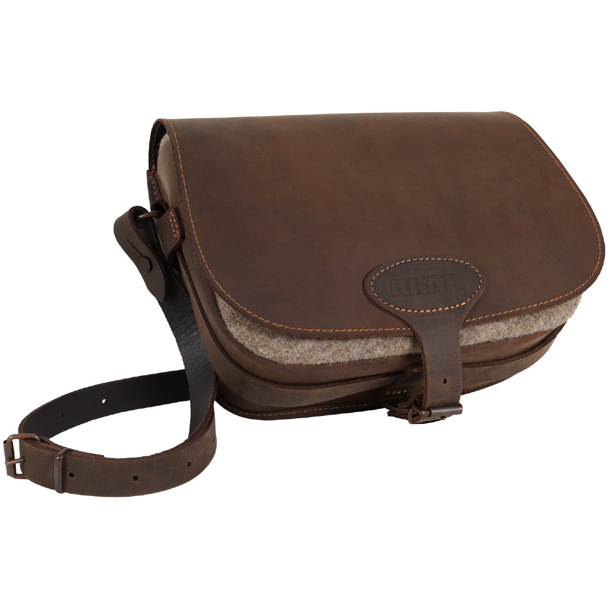 AKAH Ranger Leder Jagdtasche mit Klappe und Metallschnalle, Vorderseite
