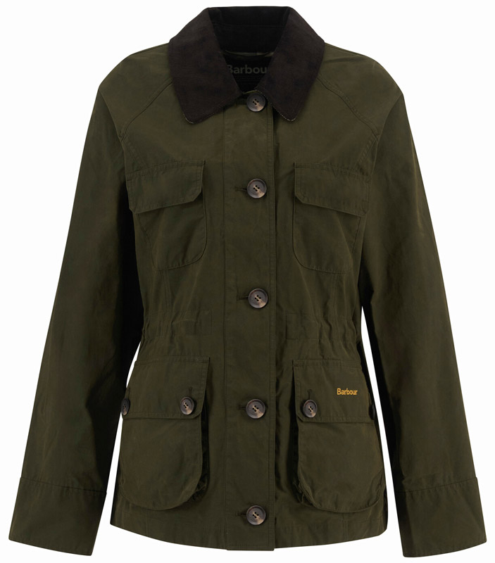 Barbour Jacke Croton Casual in der Farbe Olive Ancient mit Kragen