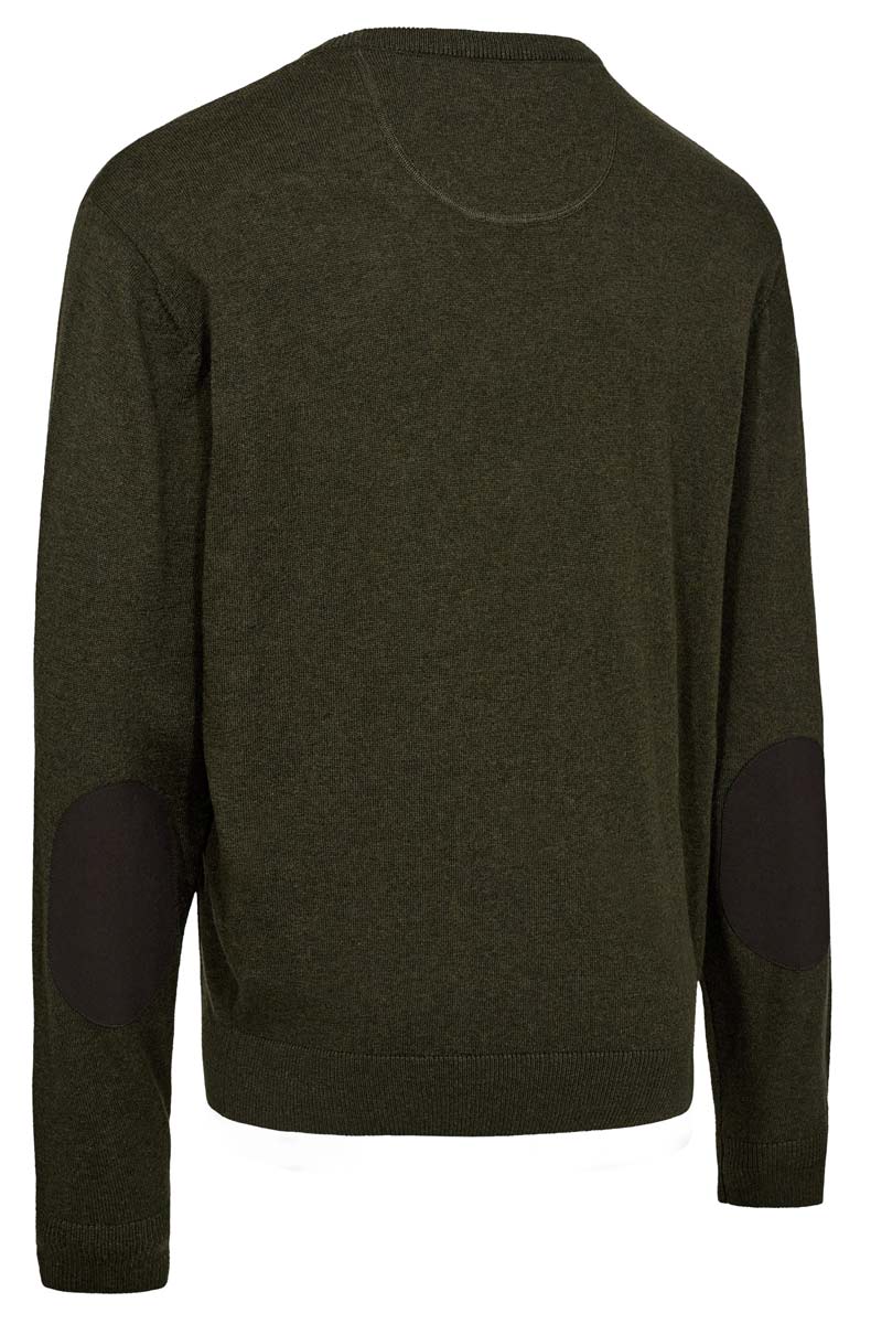 deerhunter pullover harrington rundhals green rueckansicht hochwertiger jagdpullover in gruen fuer jagd und freizeit