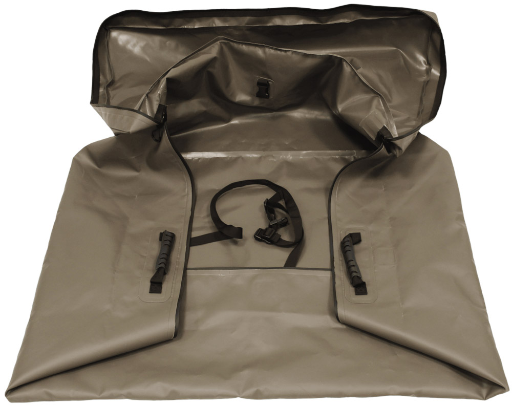 Deerhunter Wildwanne faltbar mit Zip-Top zusammengefaltet bis auf eine Seite, in der Herstellerfarbe Art Green was einem braungrün entspricht