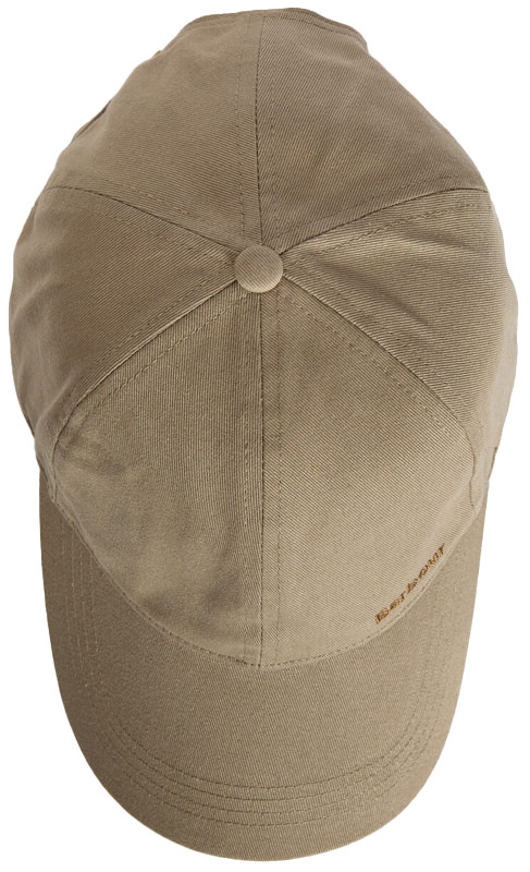 Das Cap Milburn von Barbour ist von oben abgebildet zu sehen. Es ist eine Kappe mit Schirm in einem hellen Braun