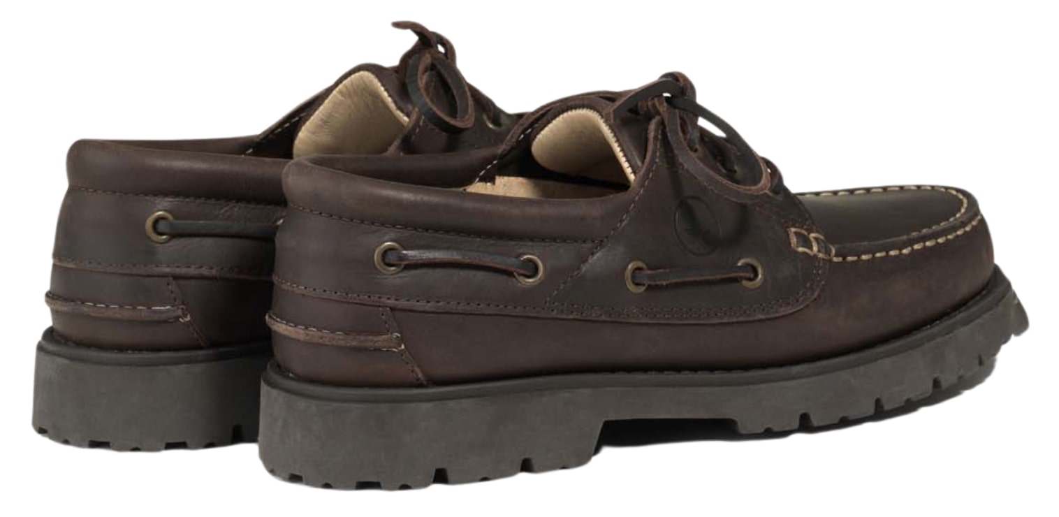 aigle lederschuh tarmac marron foncé – ansicht schräg von hinten mit sicht auf ferse