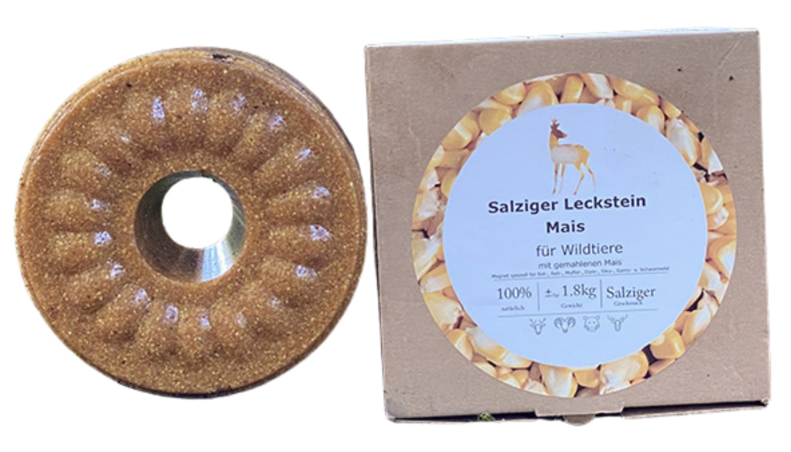Leckstein salziger, 1,8 kg gemahlener Mais