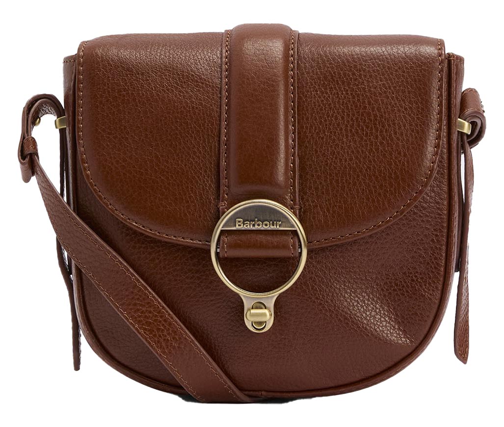  Barbour Ledertasche Elm Crossbody – Vorderansicht der Umhängetasche aus Leder