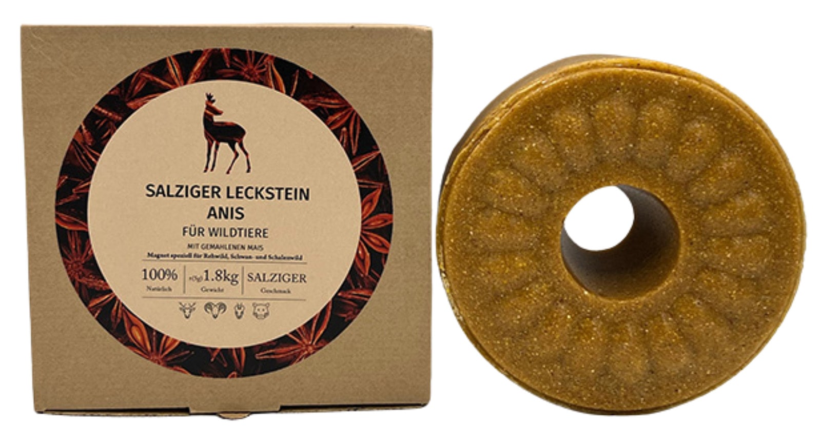 Leckstein salziger Anis 1,8 kg mit gemahlenem Mais
